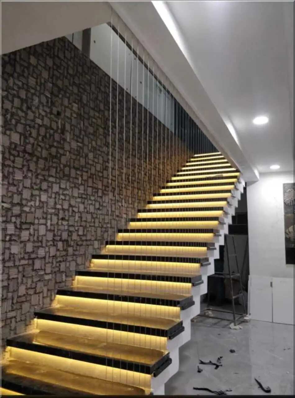 Modern Indoor Staircase Invisible Grills Bangalore
